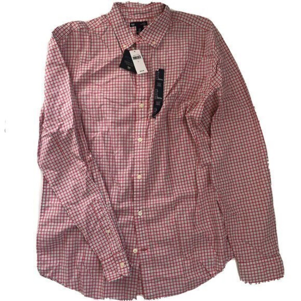 Gap Mens Shirt Large Slim Fit Cotton Red white Dre